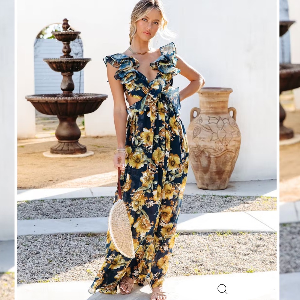 Vici encanto floral ruffle maxi dress
